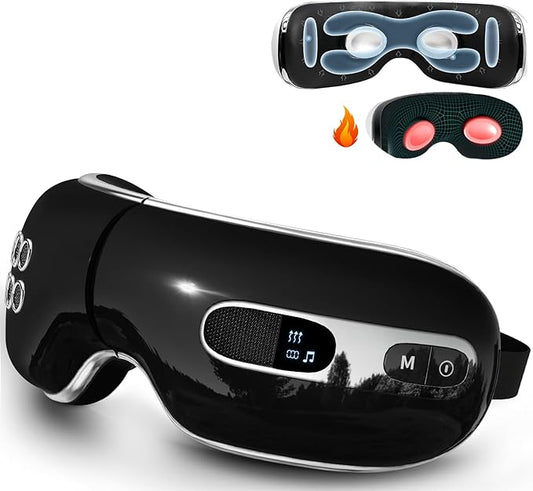 Eye Massager with Heat and Cooling for Migraines, Dry Eyes, Dark Circles, Bluetooth Music Heat Cold Eye Massager Mask Improve Sleeping Birthday Gifts for Women Men