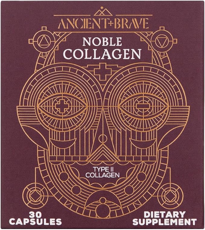 Ancient + Brave Noble Collagen Capsules Type II Collagen with Boswellia Serrata, Vitamin C & Manganese - Gluten-Free, Soy-Free - Joint, Bone & Ligament Support - 30 Capsules/Servings