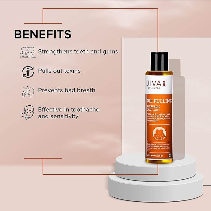 Jiva Oil Pulling 200ml | Ayurvedic Oil for Oil Pulling Deep Cleanses Mouth, Removes Toxins | Prevent Bad Breath, Alleviates Toothache & Sensitivity (Pack of 1)