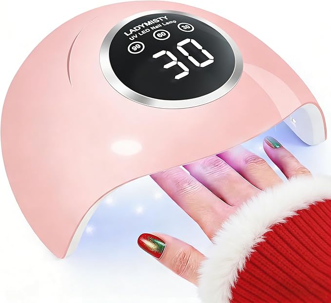 72W UV LED Nail Lamp, 2026 New Upgrade UV Light for Gel Nails with 18 Beads, 3 Timer Nail Dryer, LCD Display, Auto Sensor, Professional Nail Lamps for Gel Polish – Perfect Christmas Gifts, Pink Lamp