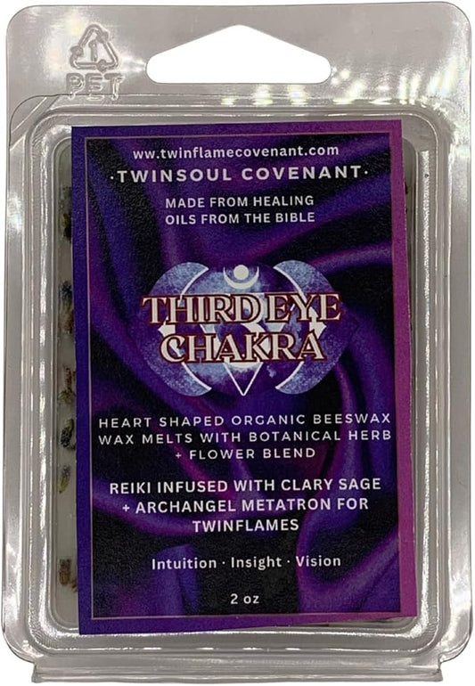 TwinFlames Chakra Wax Melt Collection – Beeswax Aromatherapy Melts with Archangel Energy, Sacred Oils & Scripture – 10 Spiritual Melts for Meditation, Alignment & Reiki (Third Eye Chakra)