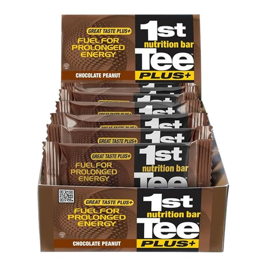1st Tee Plus+ Chocolate Peanut Bars Great Snack bar to Keep you Cool & Focused when Playing your Favorite Sport | Healthy Snacks Golf Nutrition Bar 25.32-Ounce box (12 count)