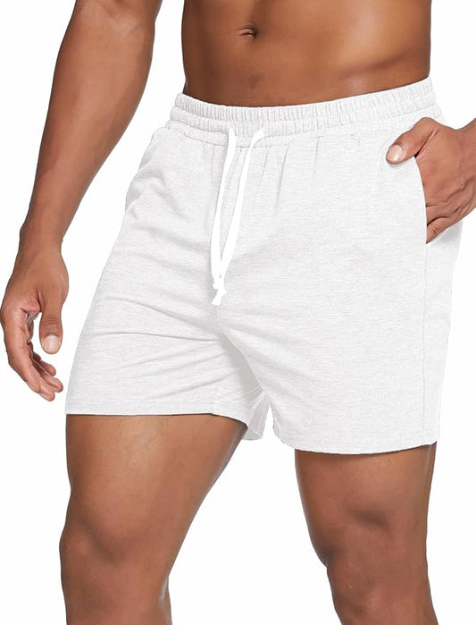 Deyeek 5.5 Inch Mens Pajama Shorts Sleep Cotton Lounge PJ Lightweight Elastic Waist Drawstring Nightwear Bottom with Pockets