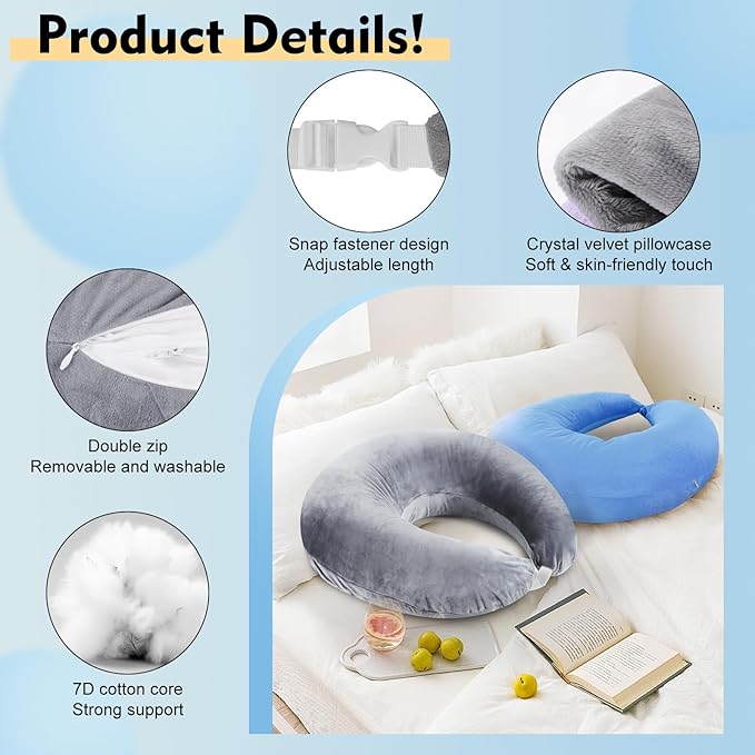 Gaming Pillow Arm Support Pillow for Bed & Sofa: Ergonomic U-Shaped Lap Pillow with Elbow Rest for Adults & Kids - Reduces Arm Pain & Fatigue During Gaming, Reading, Working & Crocheting