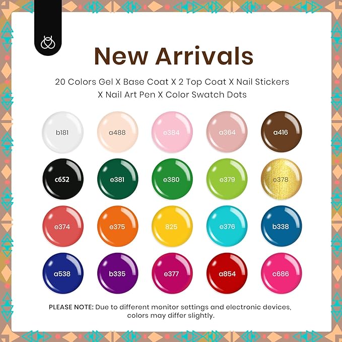 Beetles Gel Nail Polish Set, 20 Colors Gel Polish Kit Nude Pink White Red Green Neutral Color with Base Coat Matte Glossy Top Coat Soak Off UV Pen Stickers Tools Gifts for Women Boho Chic