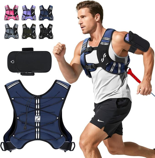 Sportneer Weighted Vest Woman: 8lb/12lb/15lb/20lb/25lb Weight Vest with Detachable Phone Bag, Adjustable Women Weighted Vest Rucking Vest for Walking Strength Training Muscle Building Weight Loss
