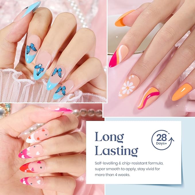 Beetles Winter Gel Nail Polish Set - 20 Pcs Neon Nail Gel Polish Set Soak Off Uv LED Gold Sliver Glitter Nail Polish Kit Blue Pink Black White Uv for Nail Art Salon Christmas Gift for Women