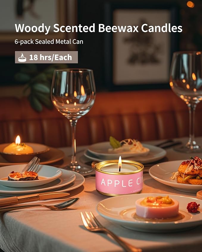 Christmas Luxury Scented Candles Gift Set, 6-Pack Variety Fall Scents, Natural Beeswax Aromatherapy Candles for Christmas Stocking Stuffer, Holiday, Birthday, Gift Ideas for Men & Women