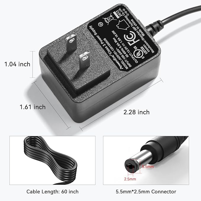 Makartt Original Power Charger Adapter for Nouvella Nail Drill, 12V 1.5A AC-DC Battery Supply for 35000RPM Rechargeable Electric File Manicure Tech Art Salon Home DIY Use