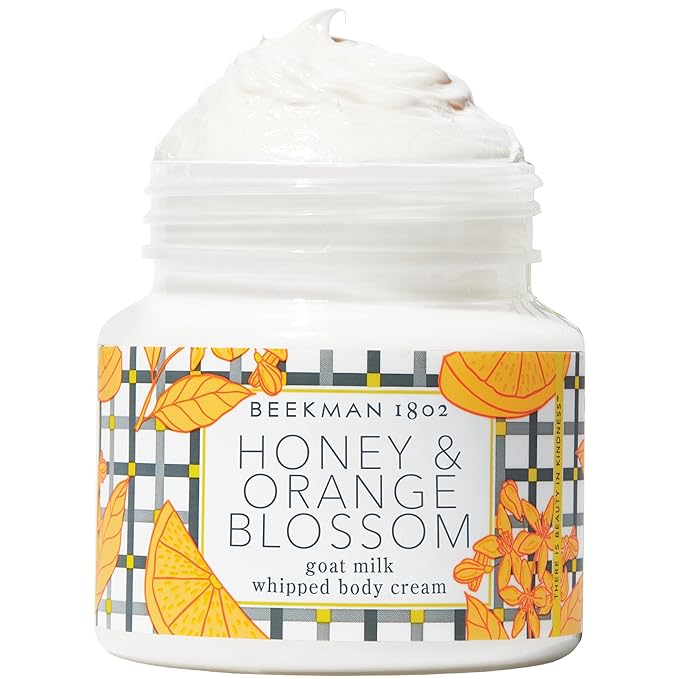 Beekman 1802 Whipped Body Cream, Honey & Orange Blossom - Scented - 8 oz - Intensely Hydrating & Softens Skin - With Goat Milk - Good for Sensitive Skin - Cruelty Free