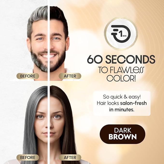 Herbishh Rapid Infusion Hair Color Cream – 3N Dark Brown Hair Dye Permanent One Minute with Comb Applicator, Hair Color for Gray Hair Coverage, Ammonia-Free, Patented Korean Technology, 2.03 fl. Oz