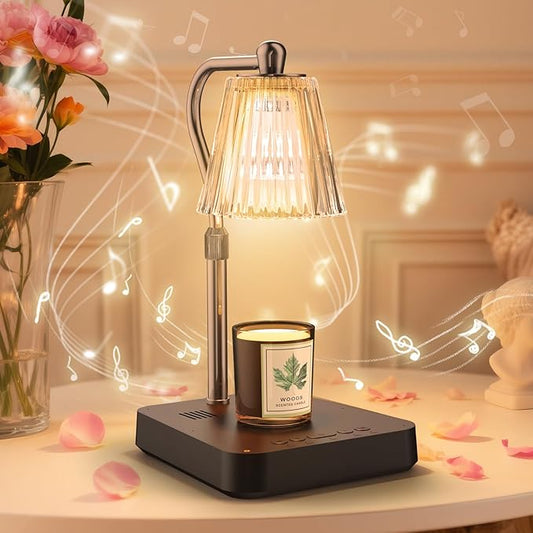 Musical Candle Warmer Lamp with Soothing Sounds, Adjustable Candle Lamp Warmer with Timer, 2 in 1 Lamp Candle Warmer with Sounds Lamp for Jar Candles