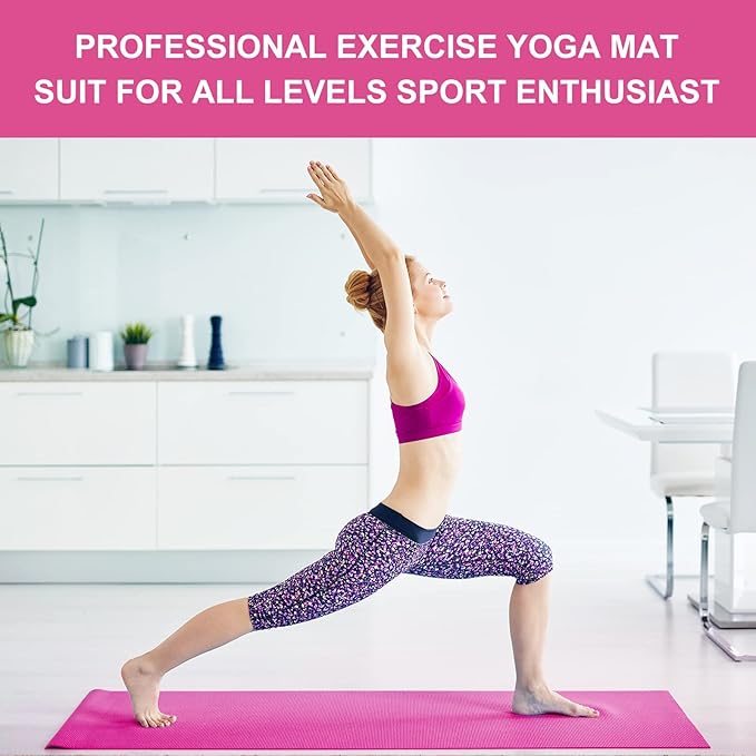 Funtery 16 Pack 3 mm Thick Yoga Mat Exercise Workout Mat Non Slip Fitness Pad for Women Gym Home Yoga Pilates