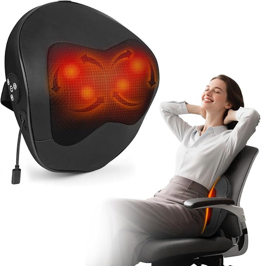 Shiatsu Neck Massager with Heat- Back Massager for Pain Relief Deep Tissue, Shoulder Massager Electric 4D Kneading & Red Light Therapy, Relaxation Gifts for Women/Men, Stress Relief at Home, Office