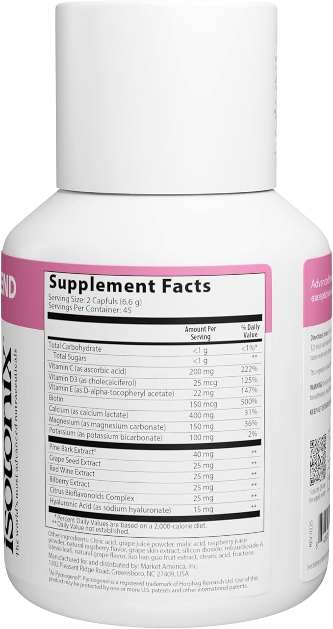 Isotonix OPC-3 Beauty Blend Powder | Collagen Support with Pycnogenol®, Grape Seed & Red Wine Extract | Hair Skin and Nails Supplement with Biotin & Hyaluronic Acid | Antioxidant Powder - 90 Servings