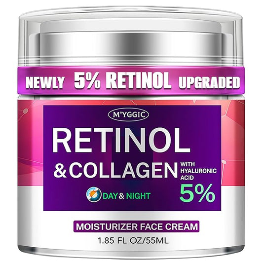 Collagen Moisturizer Retinol Face Cream with Hyaluronic Acid & Arbutin, Day & Night Anti Aging Facial Moisturizing Cream for Face and Neck to Reduce Wrinkles, Women and Men ，1.85 Fl Oz