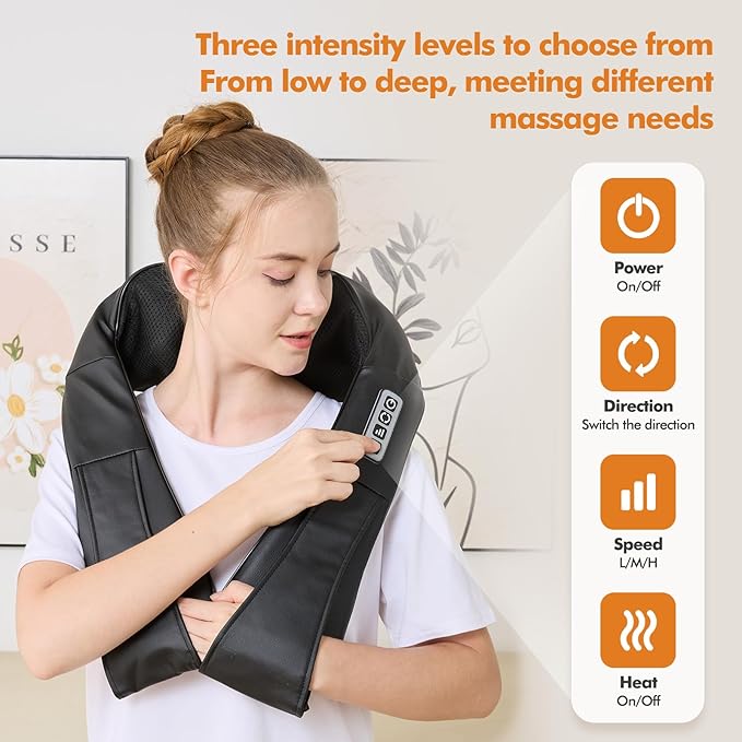 Neck and Shoulder Massager for Shoulder Massage and Neck Massage, Shiatsu Neck Massager with Heat, Shiatsu Back Massager for Office & Home Use, Birthday Gifts for Him Her (Parents/Friends)