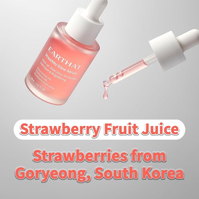 Strawbby Glow Serum - Brightening & Hydrating Korean Dark Spot Corrector Skincare with Fermented Strawberry Juice, Niacinamide 5%, Panthenol 3% and Centella Asiatica for Glass Skin, 30ml