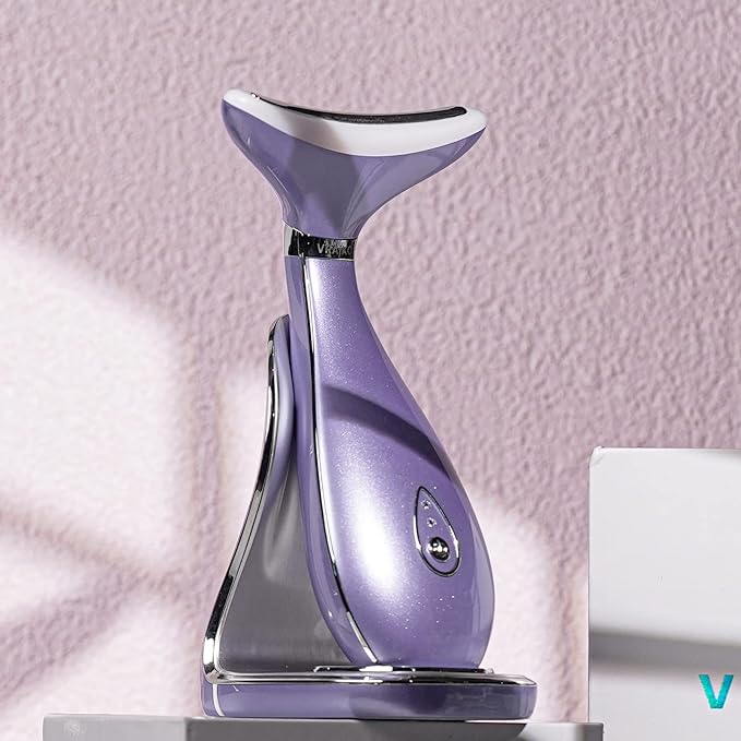 VRAIKO Lily Neck Face Massager, Face Sculpting Tool, Skin Rejuvenation Device with Thermal, Triple Action LED and Vibration, for Anti-Aging, Lifting and Tightening Sagging Skin (Violet)