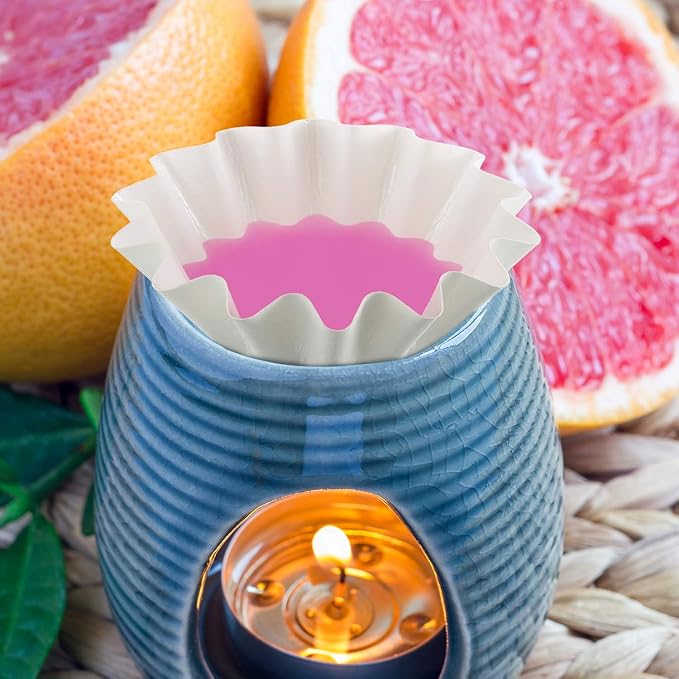 Boao Wax Melt Liners Reusable Wax Warmer Containers Leakproof Cups for Scented Candle, Paper Holders for Electric Pluggable Melter and Burner(White,50 Pieces)