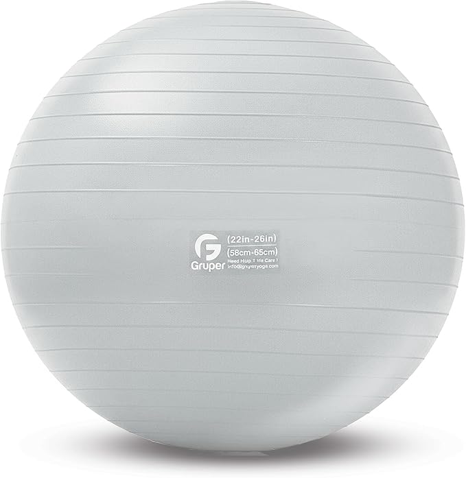Gruper Yoga Ball and Pilates Ball,4 Sizes Exercise Ball for Fitness, Workout, Pregnancy and Physical Therapy,Quick Pump Included,Great as Yoga Ball Chair for Office or Home Gym Equipment