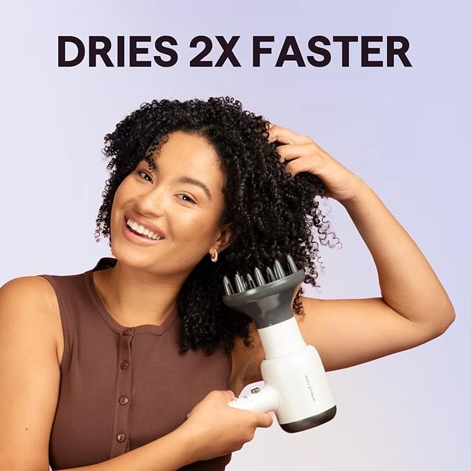 Wavytalk Hair Dryer, Blown Away Ionic Hair Dryer for Curly Hair with Diffuser, 1875W Fast Drying Blow Dryer with Ceramic Technology, 3 Attachments for All Hair Types, Light and Quiet, White