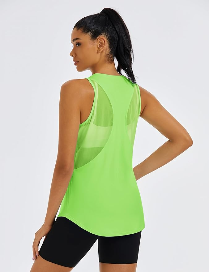 MAGCOMSEN Womens Workout Tops Racerback Tank Tops Mesh Back Breathable Sleeveless Quick Dry Running Athletic Shirts