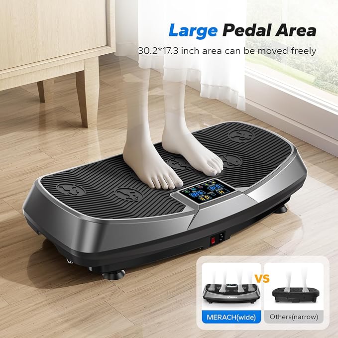 MERACH Vibration Plate Exercise Machine, 3D & 4D Vibration Plate for Lymphatic Drainage Weight Loss with 2 Tension Ropes, Whole Body Vibration Platform for Women Men, Exercise Equipment for Home