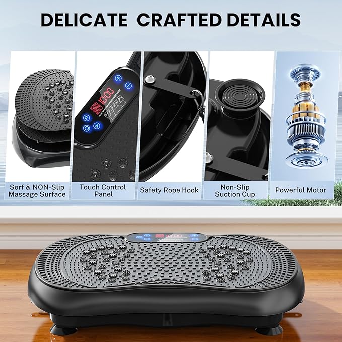 Vibration Plate Exercise Machine, Lymphatic Drainage Machine for Weight Loss, 100-Speed Platform with Remote & Bands, Quiet Full Body Vibrating Plate 500 Lbs Capacity Fitness Platform
