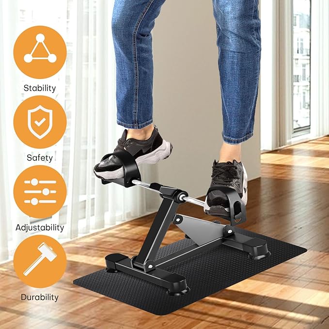 Upgrade Double-Sided Non-Slip Workout Mat for Elliptical Leg Exerciser, Exercise Mat for Under Desk Elliptical Floor Protection