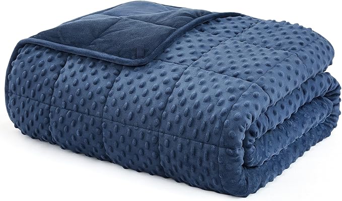 L'AGRATY Weighted Blanket for Adult - 60"x80" 20lbs Minky Dots Heavy Blanket with Glass Beads Soft Breathable for All-Season Summer Fall Winter Thick Comfort for Sleeping