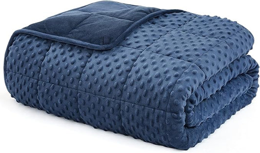 L'AGRATY Weighted Blanket for Adult - 60"x80" 20lbs Minky Dots Heavy Blanket with Glass Beads Soft Breathable for All-Season Summer Fall Winter Thick Comfort for Sleeping