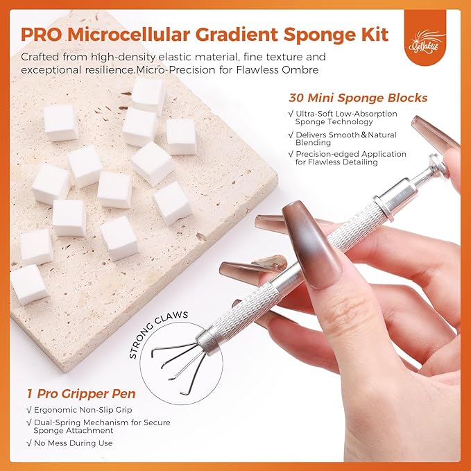 6 Colors Pat Painting Gel Polish Kit for Nails, Ombre Gradient Fall Winter Gel Nail Polish with 30PCS Sponge Applicators & Grabbing Pen ,Nail Art for DIY French Manicure at Home