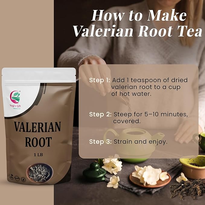 Valerian Root Whole 1 LB, 100% Natural & Pure, for Tea & Herbal Blends, Naturally Strong Aroma, Resealable Bag for Freshness - By Yogi’s Gift®
