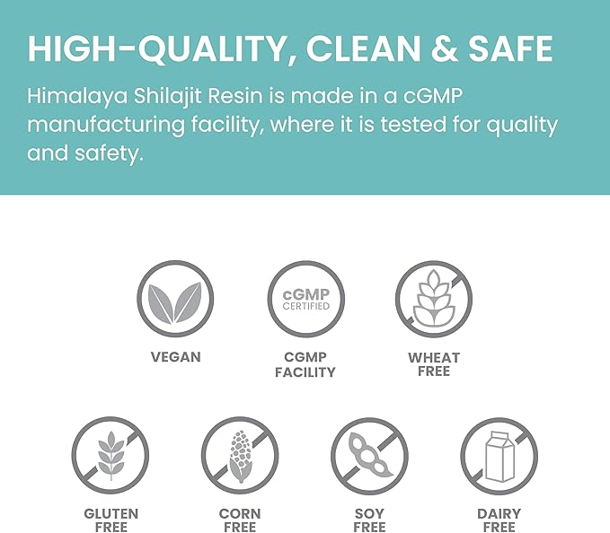 Himalayan Shilajit Resin, Energy Superfood, 60% Fulvic Acid, Non-GMO, 0.7 oz (20g) Jar, 40-Day Supply