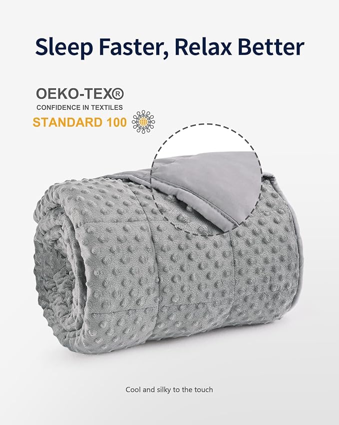 Mr. Sandman Weighted Blanket for Adults Queen, Minky Dots Heavy Blanket for Woman,Man Sleeping/Calm, Soft, Cozy and Cooling Weighted Throw Blankets, Machine Washable, 80 x 87in, 25 Pounds, Grey