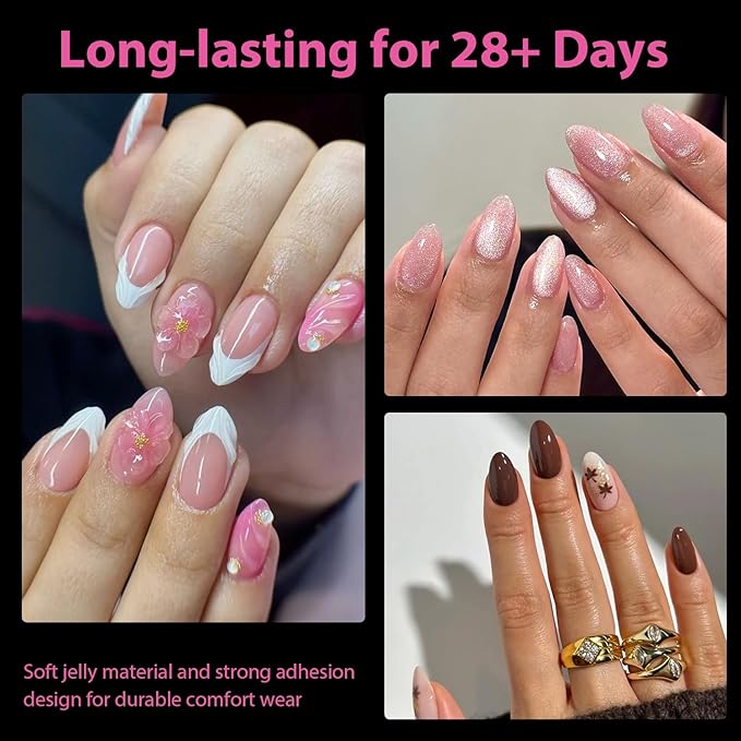 UNA GELLA Short Almond Nail Tips: 504PCS Short Fake Nails Soft Press On Gel Nail Tips Pre Shaped Almond Shape Home Nail Extension Full Cover, 12 Sizes Acrylic Gelly Tips