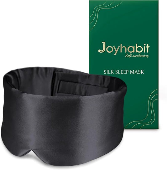 Joyhabit Silk Sleep Mask for Women and Men, Classic Black, Luxurious Comfort for Relaxation & Beauty Sleep, Ultra Soft & Breathable, Protects Hair & Skin
