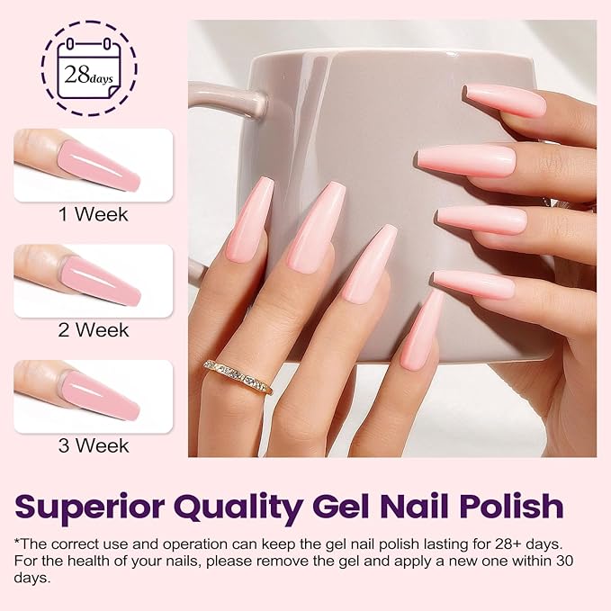 Lavender Violets 49 Pcs Gel Nail Polish Set, 45 Colors Gel Polish U V LED with Base, Glossy & Matte Top Coat for Nail Art Designs A907