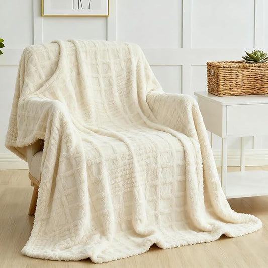 Heated Blanket Electric Throw, 50"X60" Heating Blanket with 12 Heat Levels, Fast Heating Blanket with 1-12 Timer Settings, Overheat Protection with ETL & FCC for Bed Home Office Sofa (Milky White)