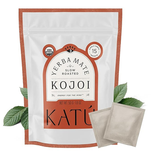 Katú Kojoi Tea Bags - Premium USDA Organic Yerba Mate Tea, Slow Roasted, Unsmoked, Air Dried, Loose-Leaf, Aged, Natural Energy - 15 Count