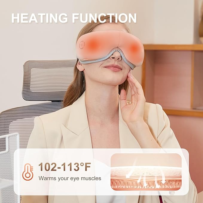 Eye Massager with Heat, Heated Eye Massager with Eye Massage, Eye Gifts with 5 Massage Modes and 180° Folding Design, Comfort & Portable, Perfect for Home, Office, or Travel