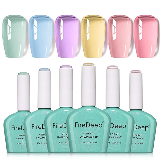 10ml Hema-Free Jelly Gel Nail Polish Set -6 Colors Lavender Pastel Yellow Light Green Pink and Blue Salon Home DIY Gift for Women