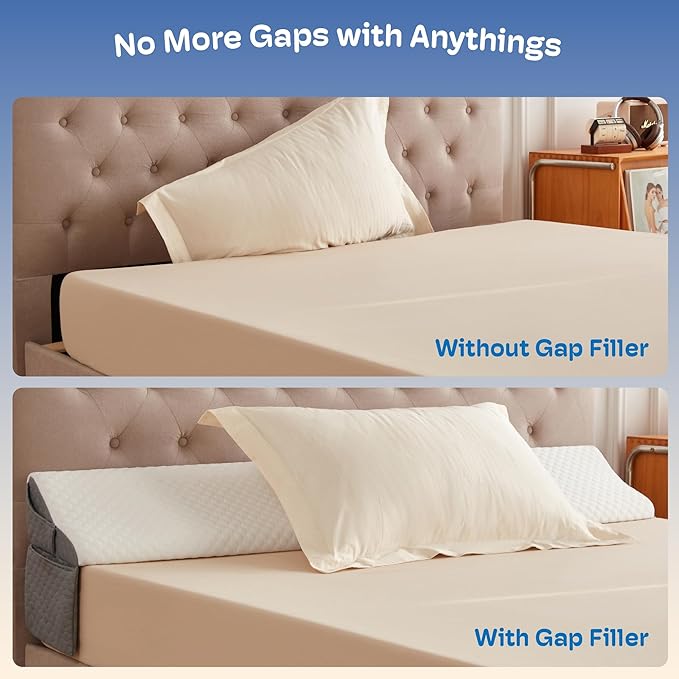 King Size Wedge Pillow Headboard for Bed Gap Filler, Bed Wedge Pillow for Headboard Gap (0-8") Ergonomic Mattress Wedges Gap Filler for Stop Pillows, Phones & Items Falling Down(76"X10"X6")