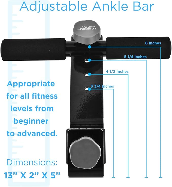 Aduro Sport Doorway Sit-Up Exercise Bar, Adjustable Reinforced Steel with Padded Ankle Bar, Perfect for Home Work or Travel - Fits Any Door