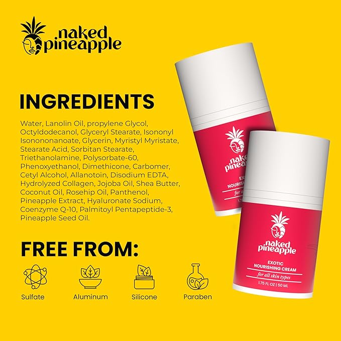 Exotic Nourishing Cream - Rich Enzyme Blend with Vitamin C for Moisturization, Fine Lines, Wrinkles, Elasticity & Hydration - 2oz