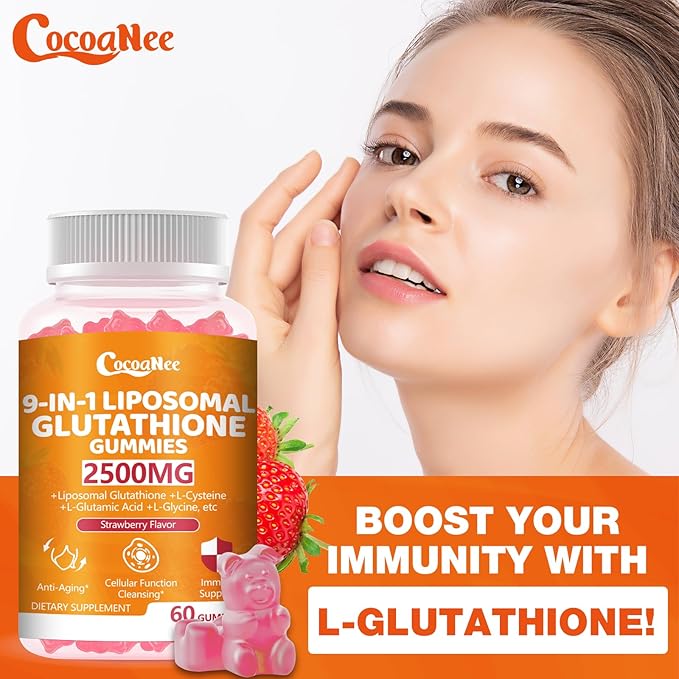 2 Packs 2500MG Liposome Glutathione Gummies, Composite L-Cysteine, Collocation Milk Thistle, Increas 98% Absorption Rate, Antioxidant Anti-Aginga