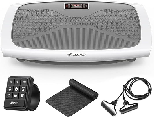 MERACH Vibration Plate Exercise Machine, 3D & 4D Vibration Plate for Lymphatic Drainage Weight Loss with 2 Tension Ropes, Whole Body Vibration Platform for Women Men, Exercise Equipment for Home
