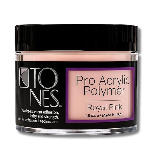 Tones Pro Acrylic Nail Powder, Royal Pink (Soft, Creamy Pastel Pink), (1.5 Fl Oz) - Long-Lasting & Non-Yellowing Polymer for Salon Quality Nail Extensions & 3D Art