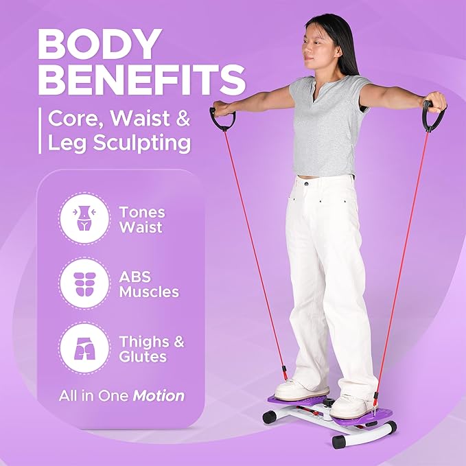 Waist Twister Machine Fitness Tool – Abs Workout Machine for Toning & Core Training | Noiseless Ab Exercise Equipment | Anti-Slip Core Workout Equipment with Storage Bag | Ab Trainer for Women